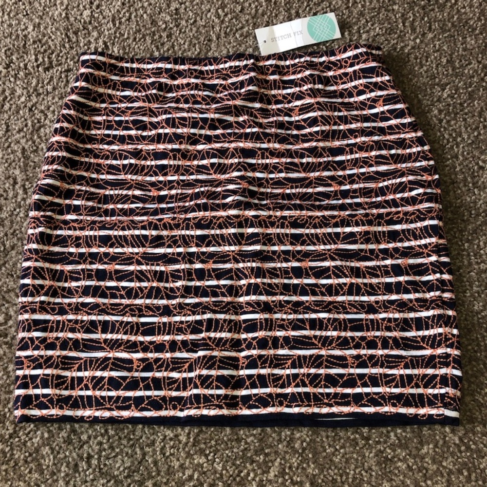 stitch fix orange & navy skirt